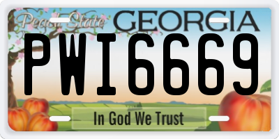GA license plate PWI6669