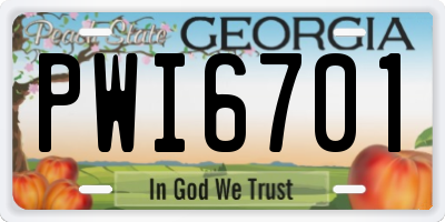 GA license plate PWI6701