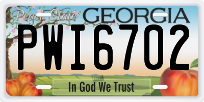 GA license plate PWI6702