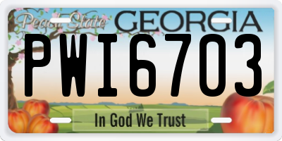 GA license plate PWI6703