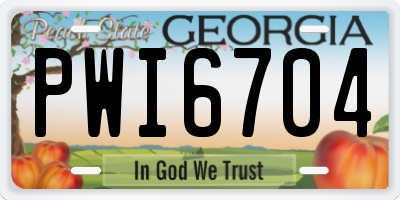 GA license plate PWI6704