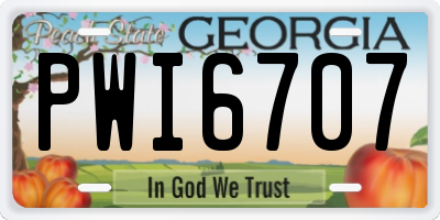 GA license plate PWI6707