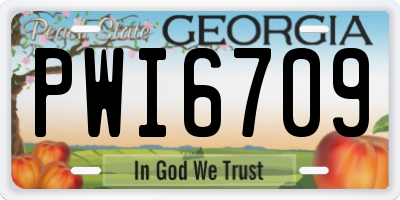 GA license plate PWI6709