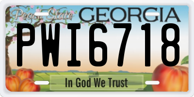 GA license plate PWI6718