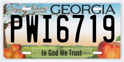 GA license plate PWI6719