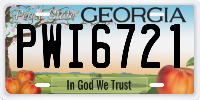 GA license plate PWI6721