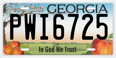 GA license plate PWI6725