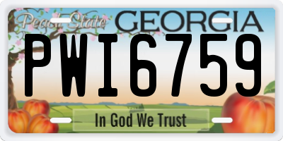 GA license plate PWI6759