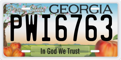 GA license plate PWI6763