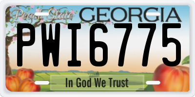 GA license plate PWI6775