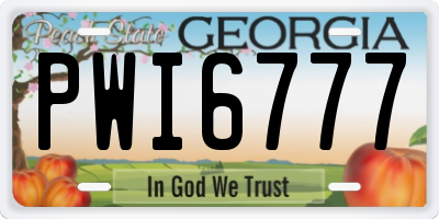 GA license plate PWI6777