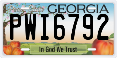 GA license plate PWI6792