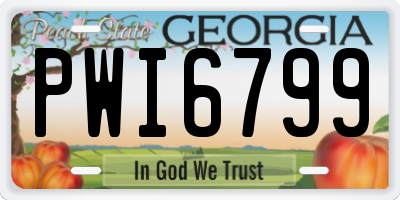 GA license plate PWI6799