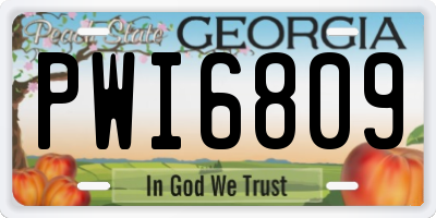GA license plate PWI6809