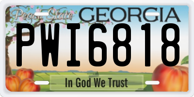 GA license plate PWI6818
