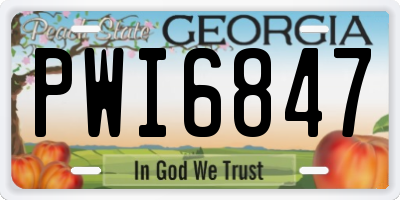 GA license plate PWI6847