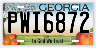 GA license plate PWI6872