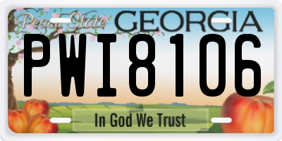 GA license plate PWI8106