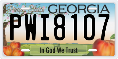 GA license plate PWI8107