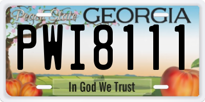 GA license plate PWI8111