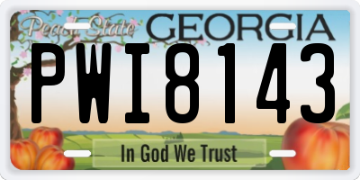 GA license plate PWI8143