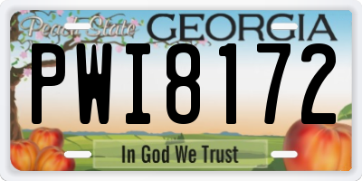 GA license plate PWI8172