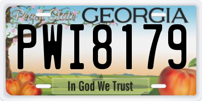 GA license plate PWI8179