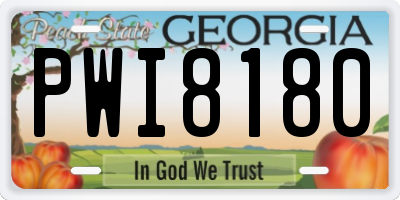 GA license plate PWI8180