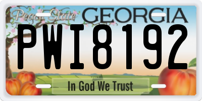 GA license plate PWI8192