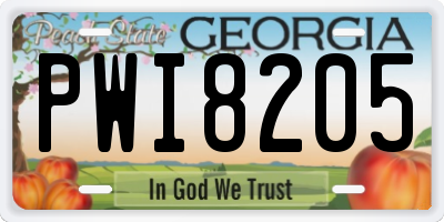 GA license plate PWI8205