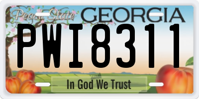 GA license plate PWI8311