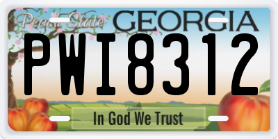 GA license plate PWI8312