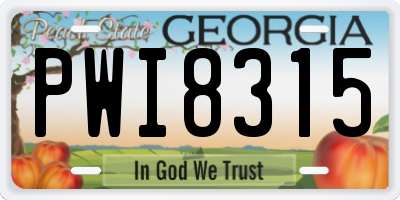 GA license plate PWI8315