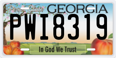 GA license plate PWI8319