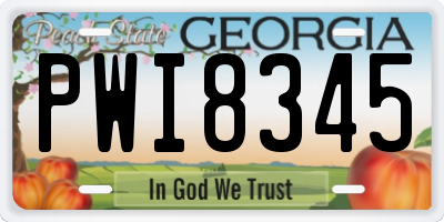 GA license plate PWI8345