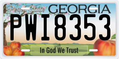 GA license plate PWI8353