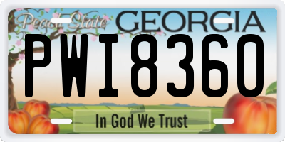 GA license plate PWI8360