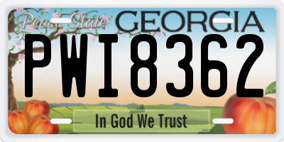 GA license plate PWI8362