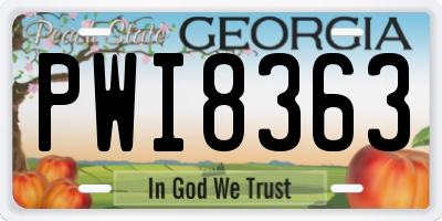 GA license plate PWI8363