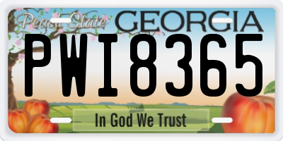 GA license plate PWI8365