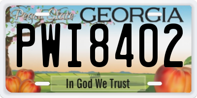 GA license plate PWI8402
