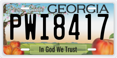 GA license plate PWI8417