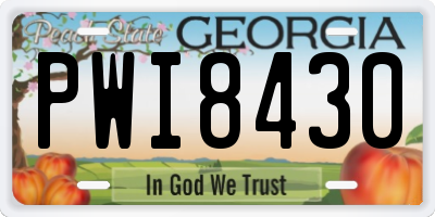 GA license plate PWI8430