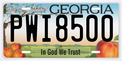 GA license plate PWI8500