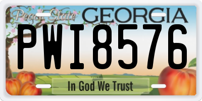 GA license plate PWI8576