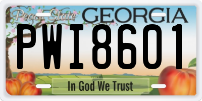 GA license plate PWI8601