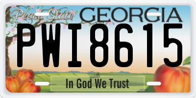 GA license plate PWI8615