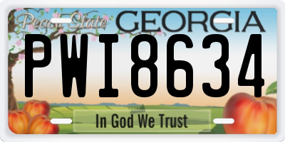 GA license plate PWI8634