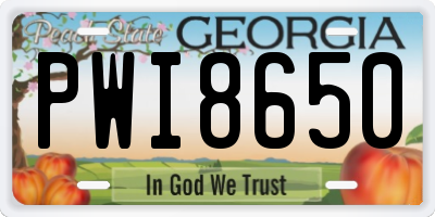 GA license plate PWI8650