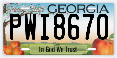 GA license plate PWI8670